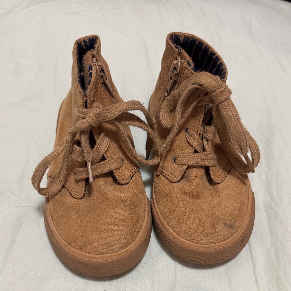 Cat & Jack Toddler Boys Sutton Faux Suede Zip Up Lace Up Boots Size 8 Shoes